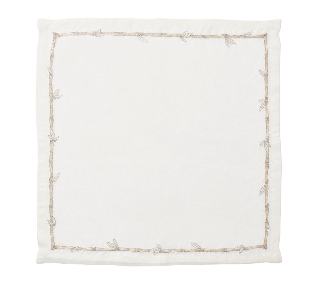 Kim Seybert, Inc.Bamboo Napkin in White, Gold & Silver, Set of 4Napkins