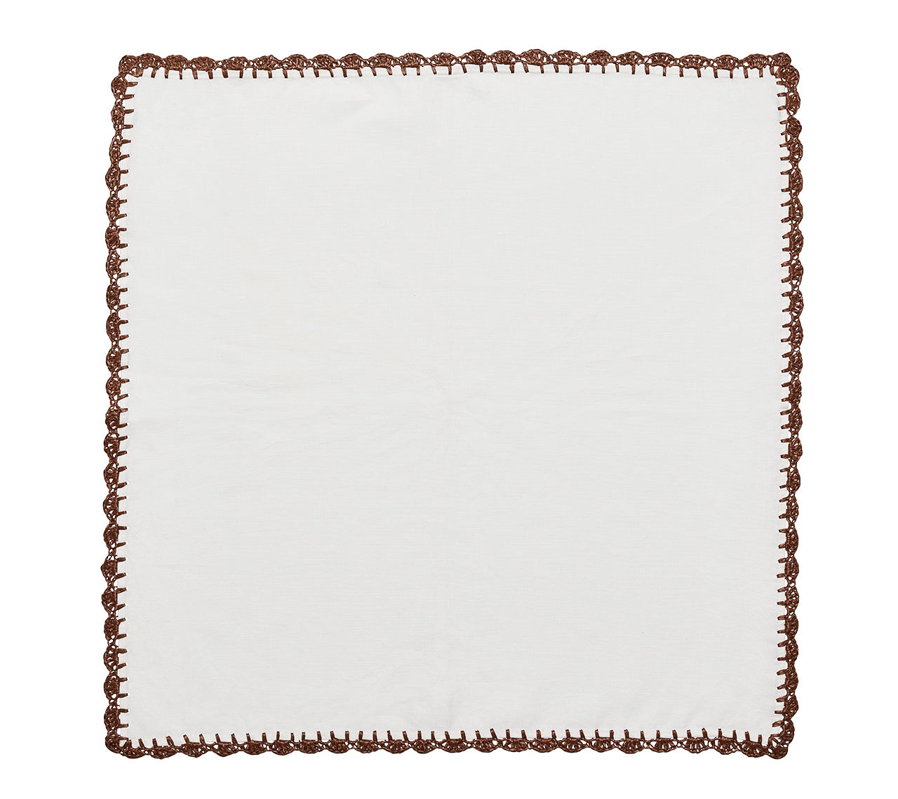 Kim Seybert Luxury Shell Edge Napkin in White & Brown,