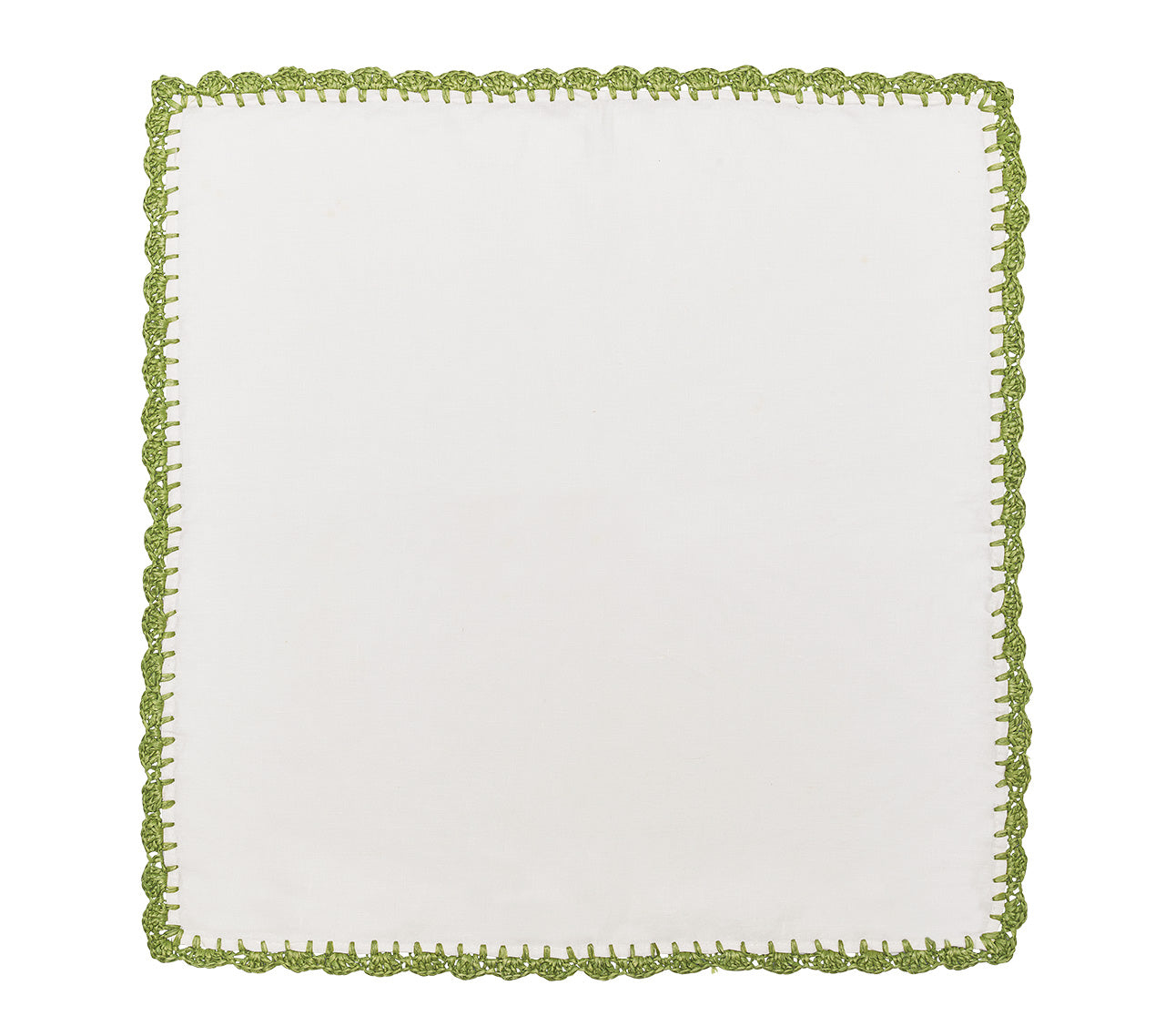 Shell Edge Napkin in White & Green, Set of 4