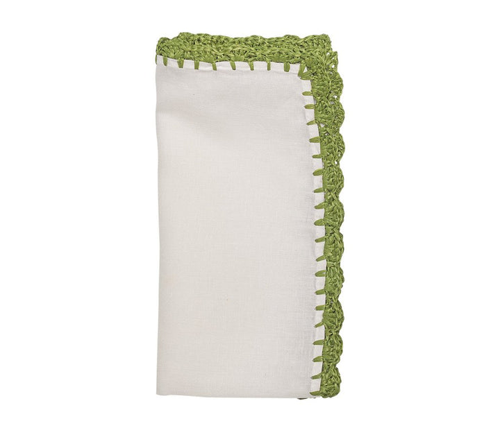 Kim Seybert, Inc.Shell Edge Napkin in White & Green, Set of 4Napkins