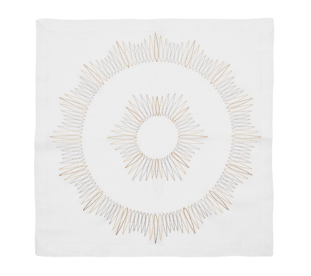 Kim Seybert, Inc.Massena Napkin in White, Gold & Silver, Set of 4 in a Gift BoxNapkins