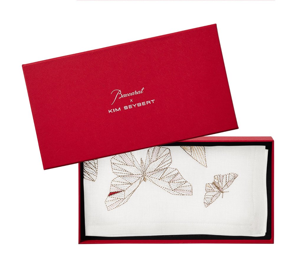 Kim Seybert, Inc.Diamant Butterflies Napkin in White & Multi, Set of 4 in a Gift BoxNapkins