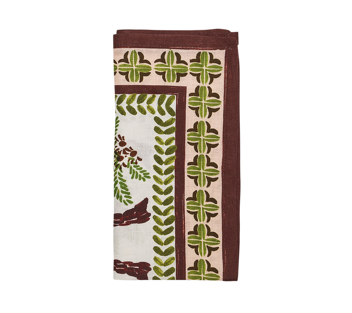 Oasis Napkin in Ivory, Green & Brown, Set of 4