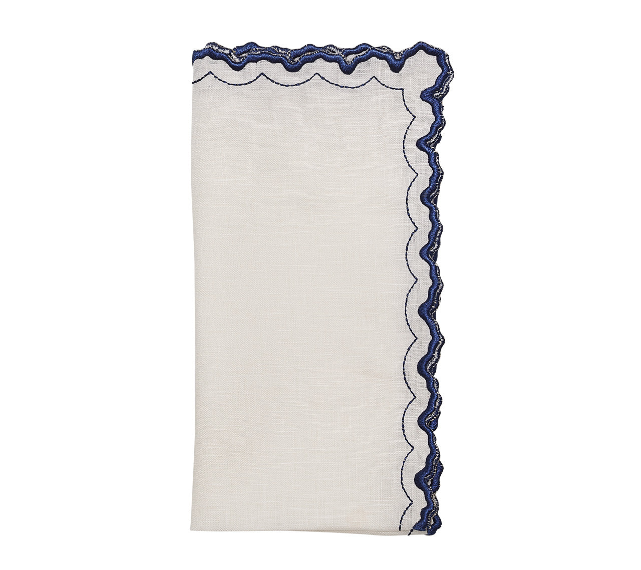 Kim Seybert Luxury Arches Napkin in White & Blue