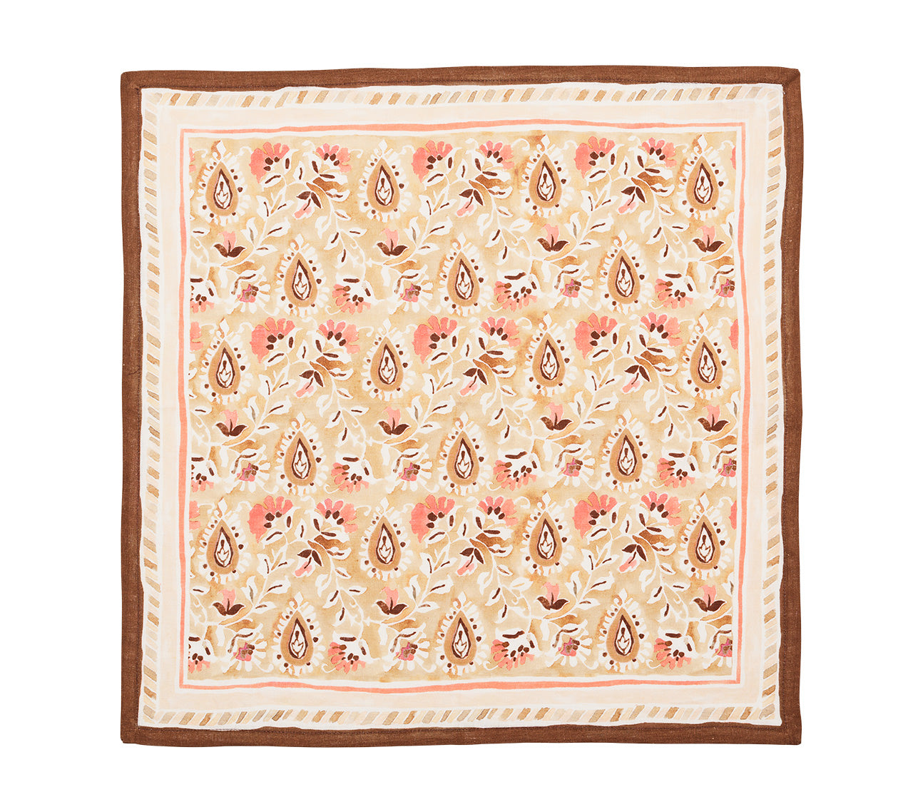 Mira Napkin in Brown & Coral, Set of 4