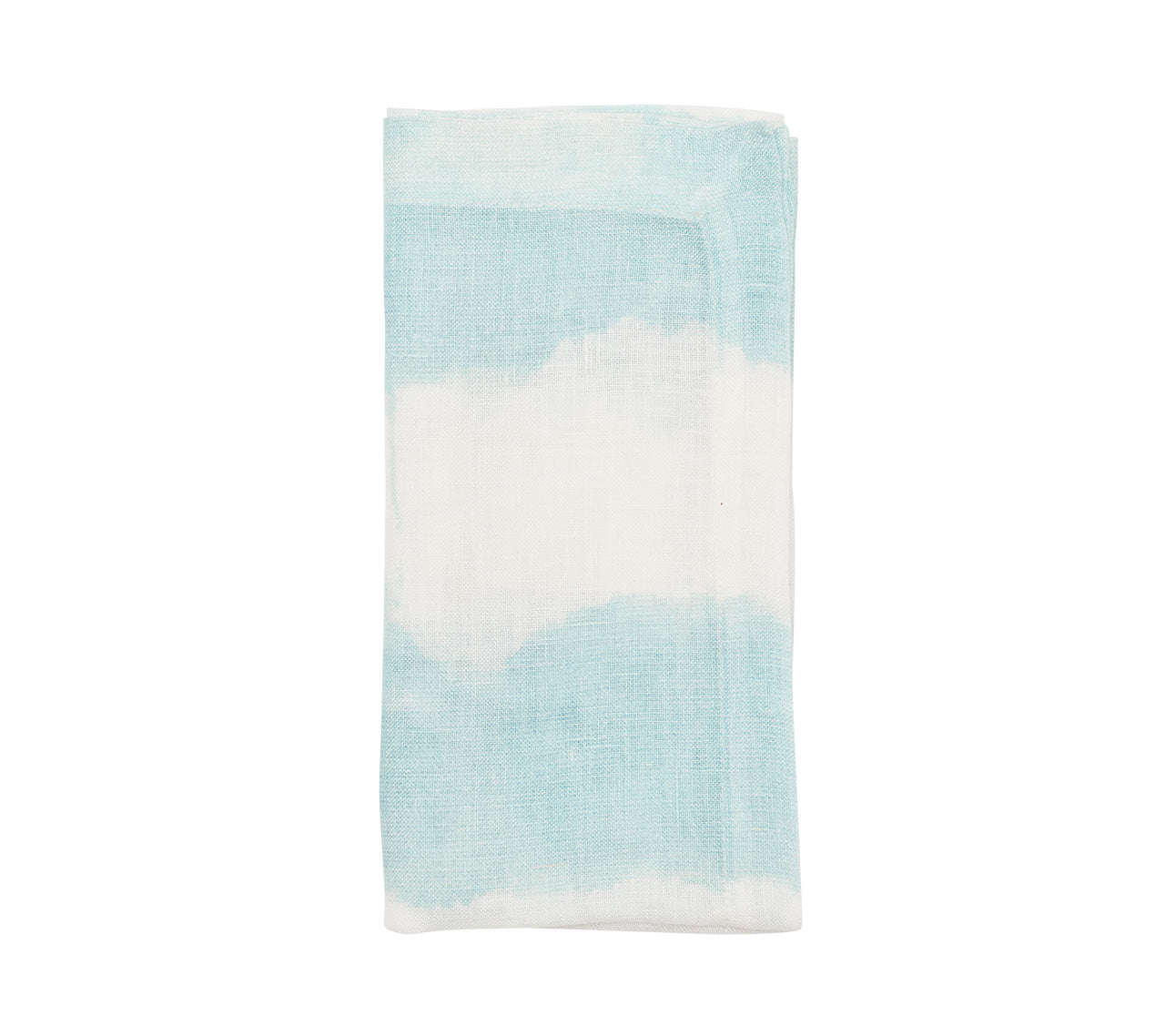 Watercolor Stripe Napkin in White & Seafoam, Set of 4