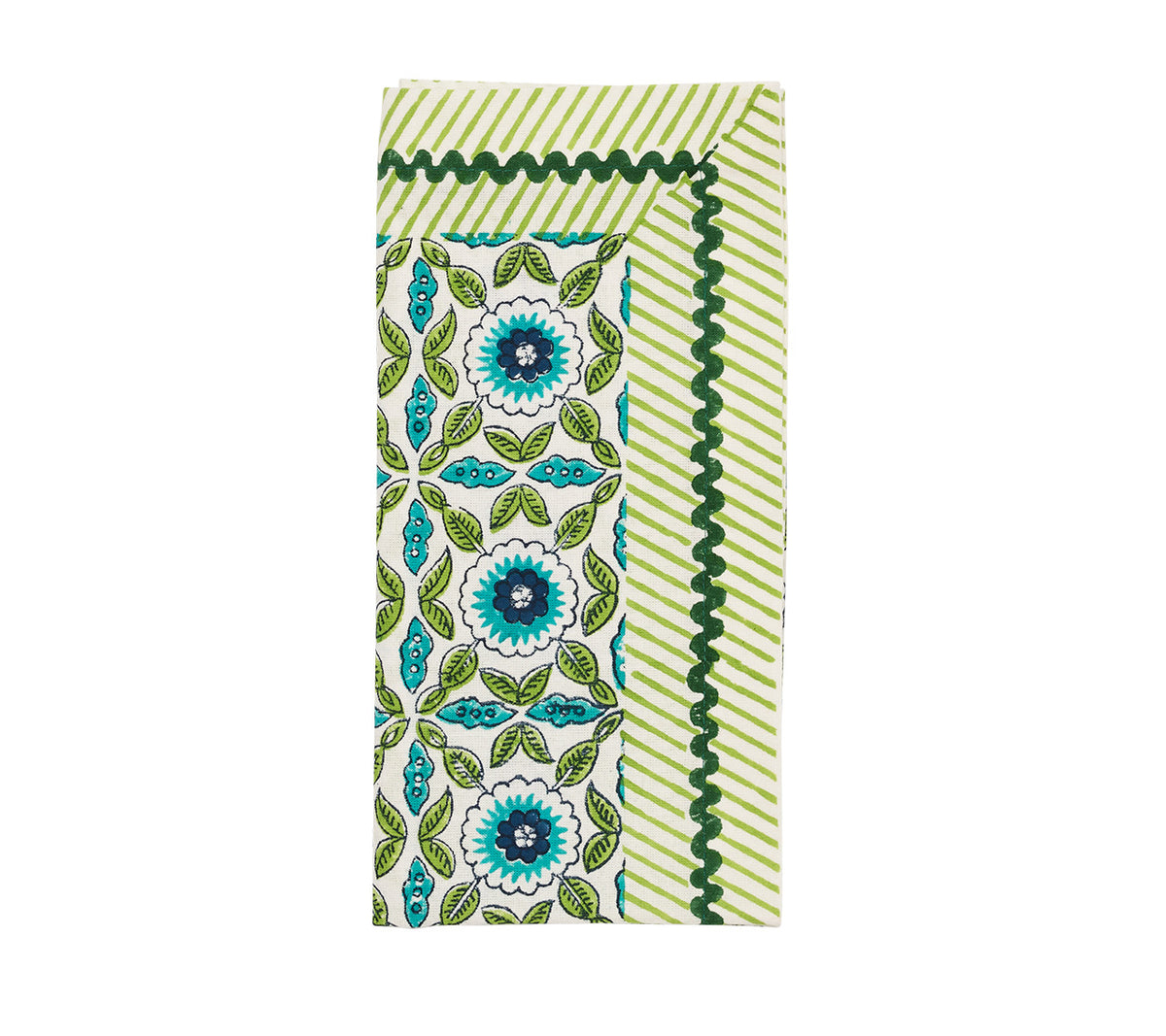 Majorelle Napkin in White, Blue & Green, Set of 4