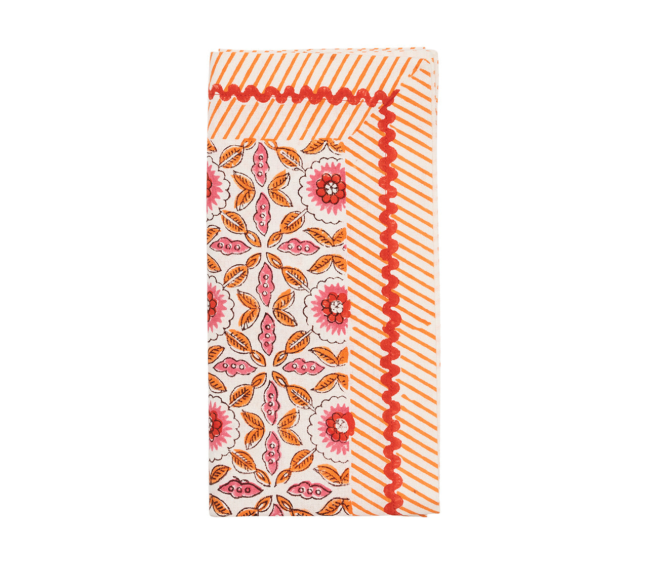 Majorelle Napkin in White, Pink & Orange, Set of 4