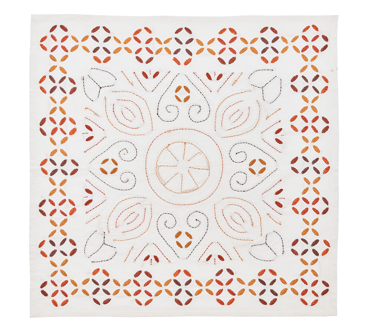 Malta Napkin in White & Brown, Set of 4