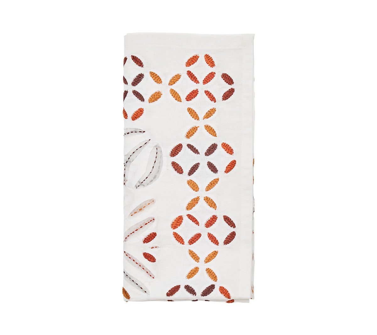 Malta Napkin in White & Brown, Set of 4