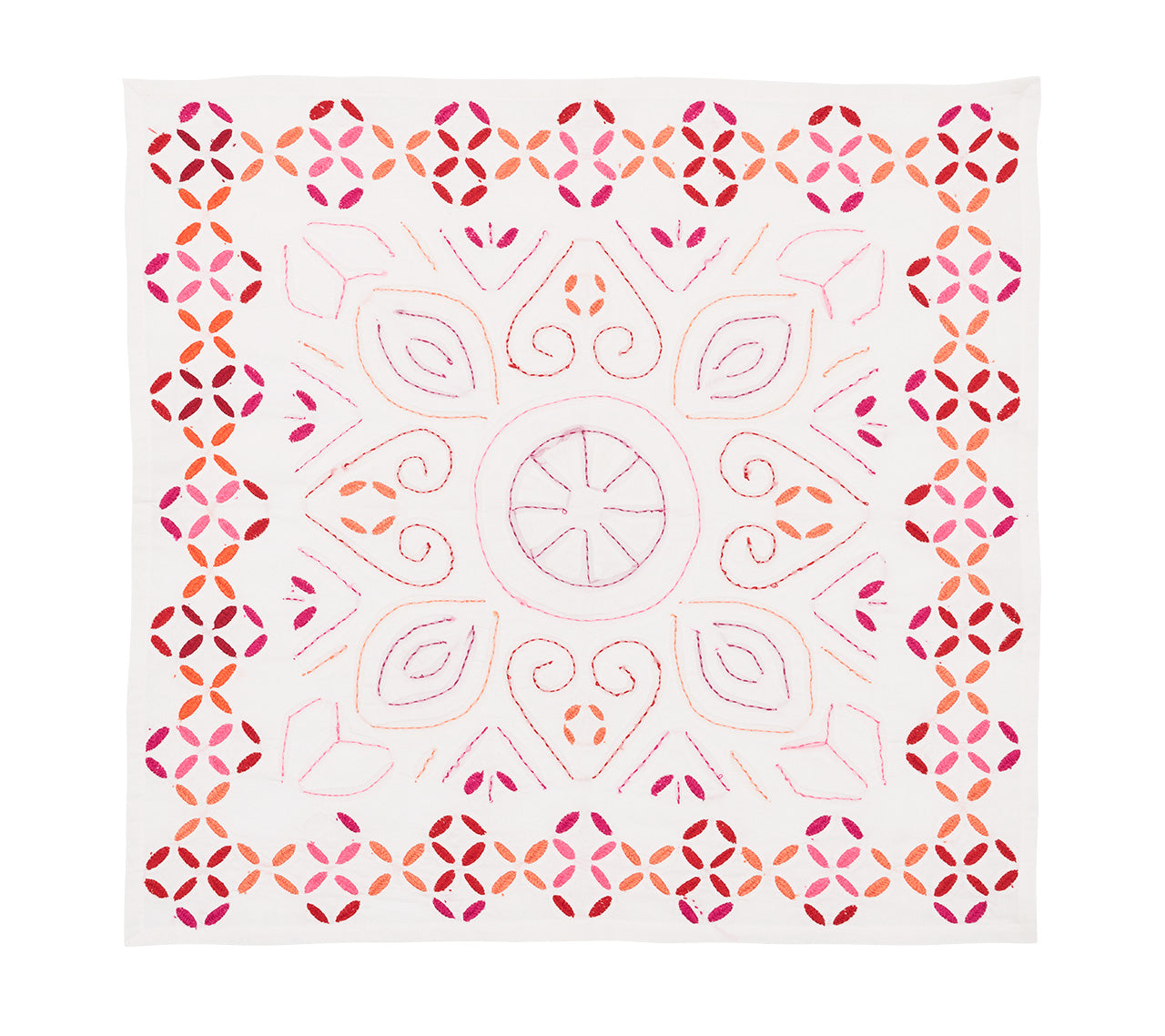 Malta Napkin in White, Pink & Orange, Set of 4