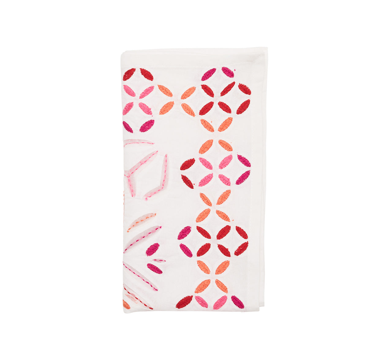 Malta Napkin in White, Pink & Orange, Set of 4