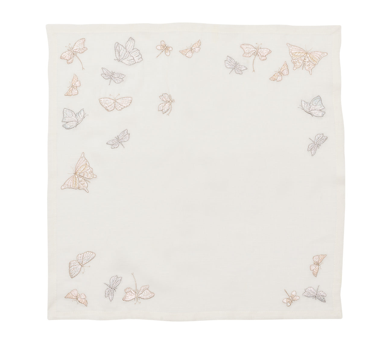 Monarch Garden Napkin in White & Iridescent, Set of 4