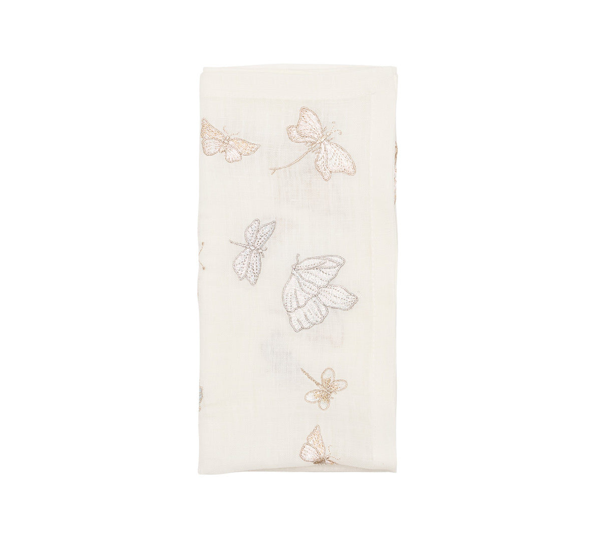 Monarch Garden Napkin in White & Iridescent, Set of 4