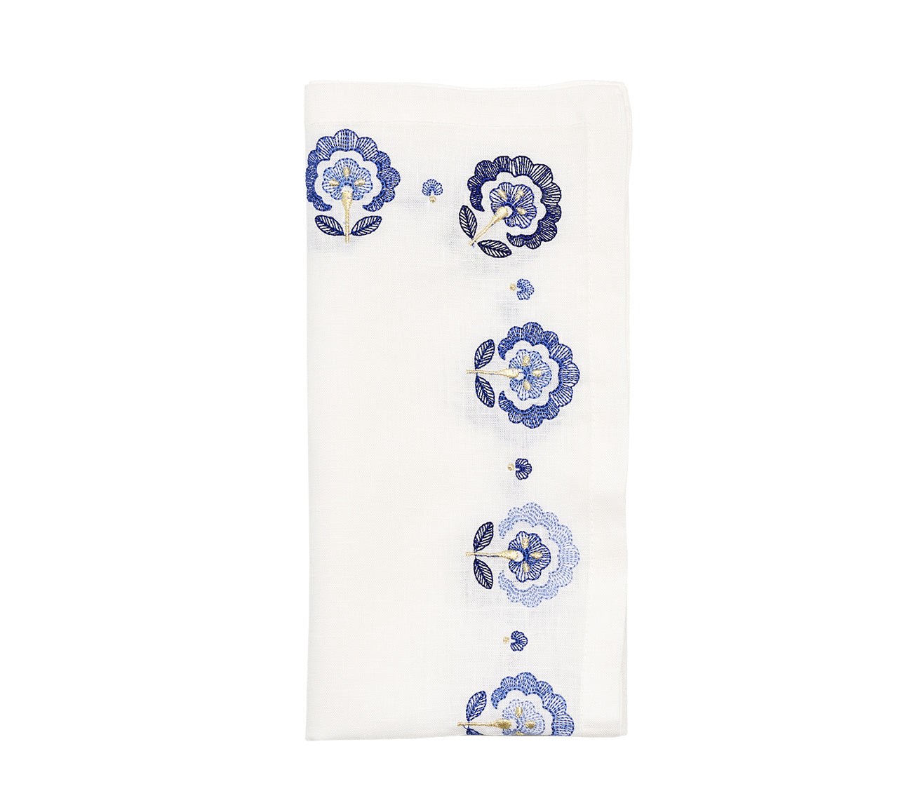 Carnation Napkin in White & Blue, Set of 4