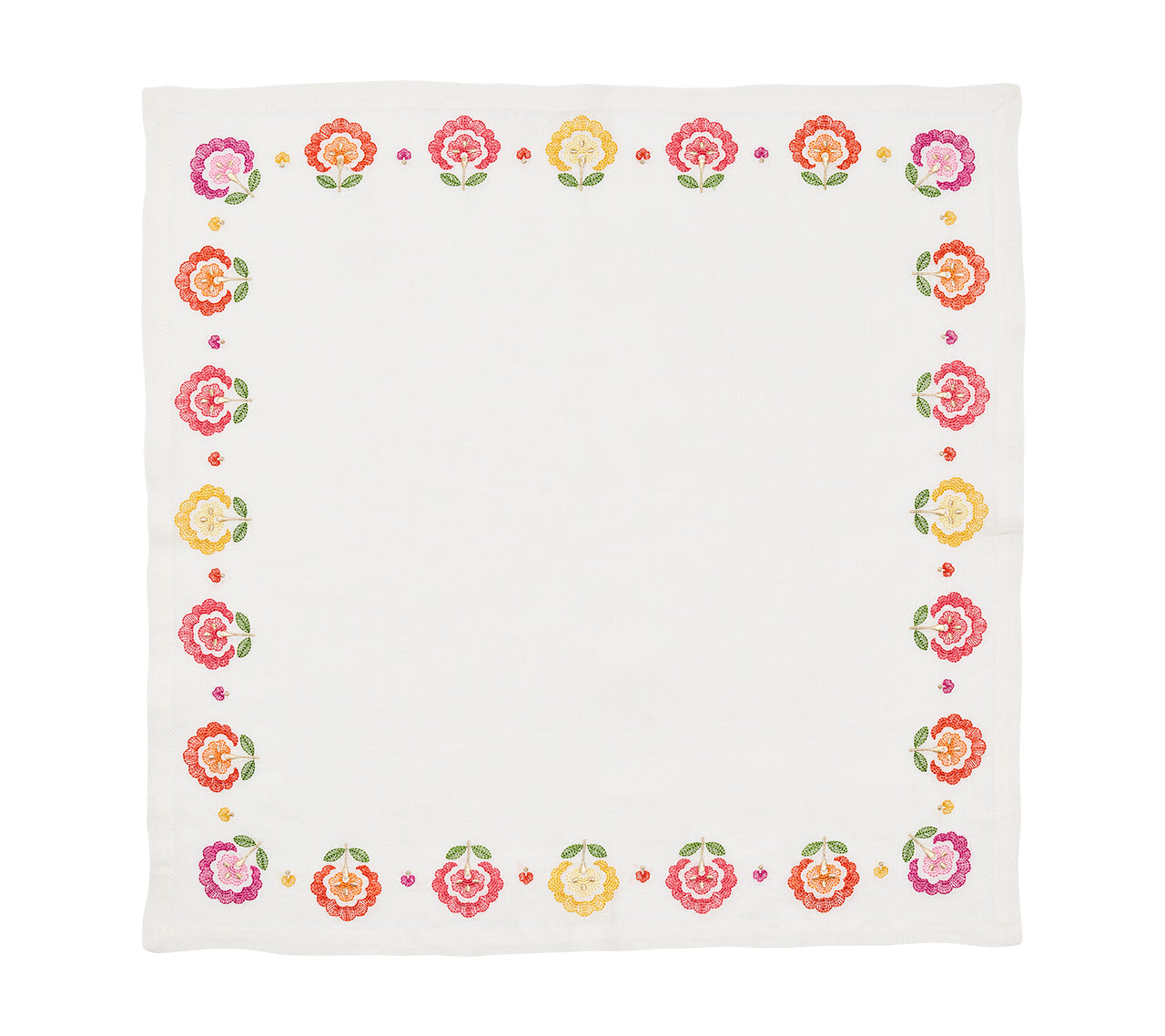 Carnation Napkin in White, Pink & Orange, Set of 4