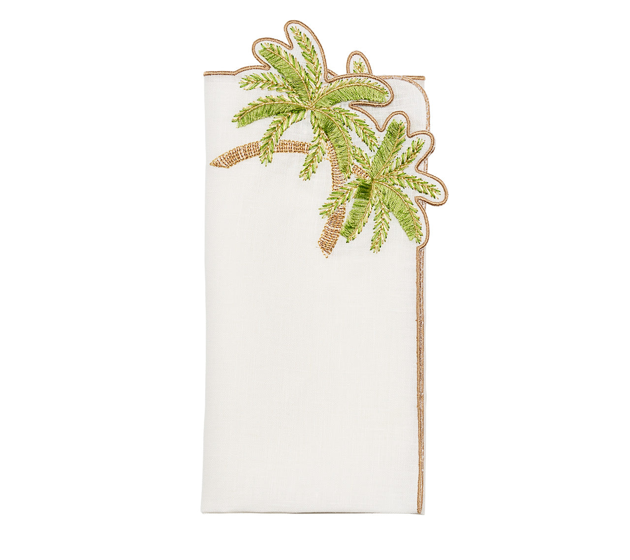 Palmera Napkin in White, Green & Gold, Set of 4