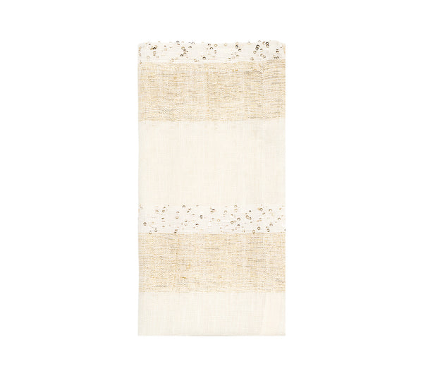 Spectra Napkin in White & Gold, Set of 4