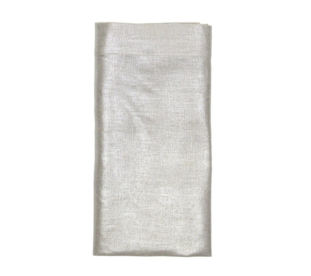 Sample: Metallic Linen Napkin in White & Silver