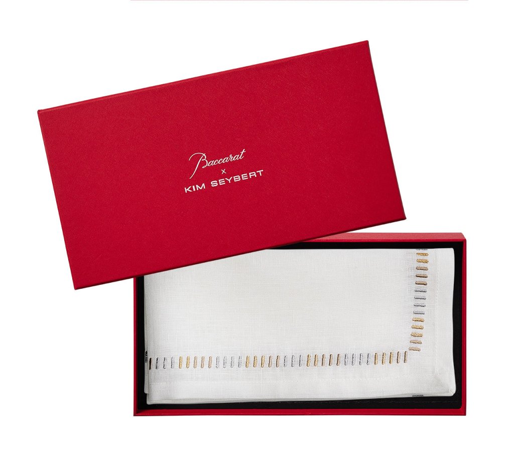 Kim Seybert, Inc.Harmonie Napkin in White, Gold & Silver, Set of 4 in a Gift BoxNapkins