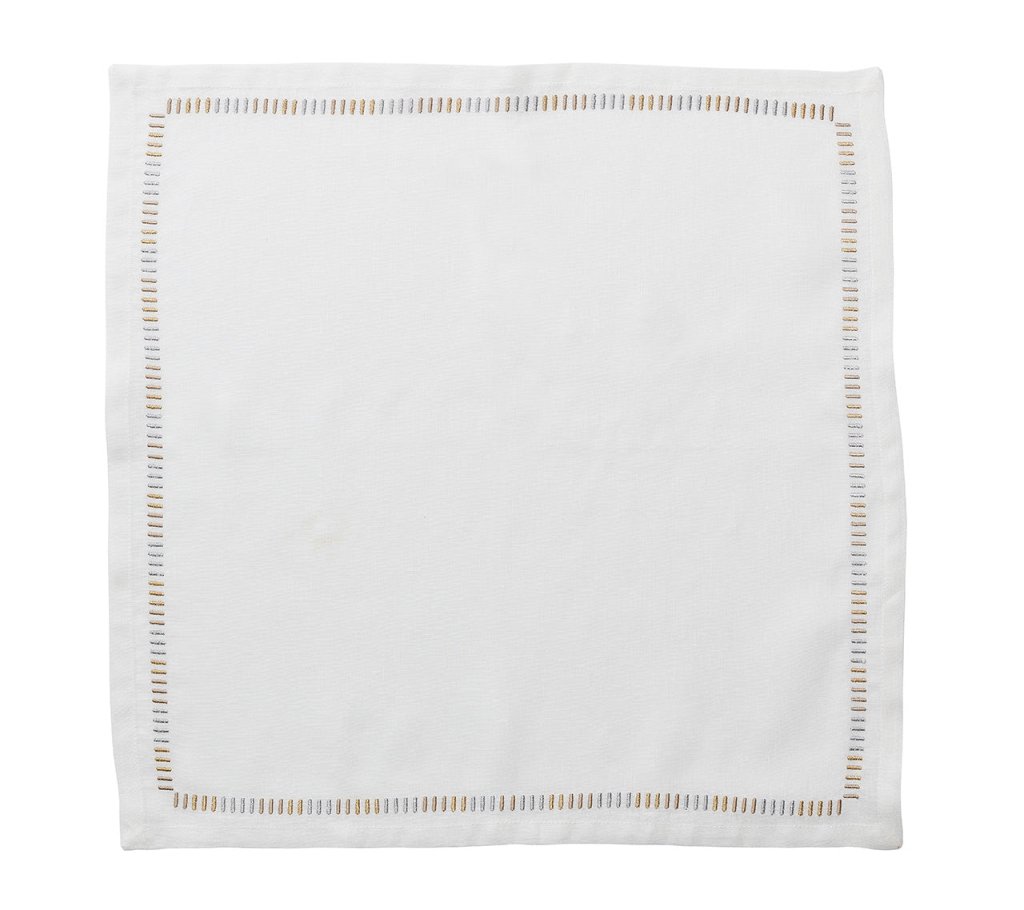 Kim Seybert, Inc.Harmonie Napkin in White, Gold & Silver, Set of 4 in a Gift BoxNapkins