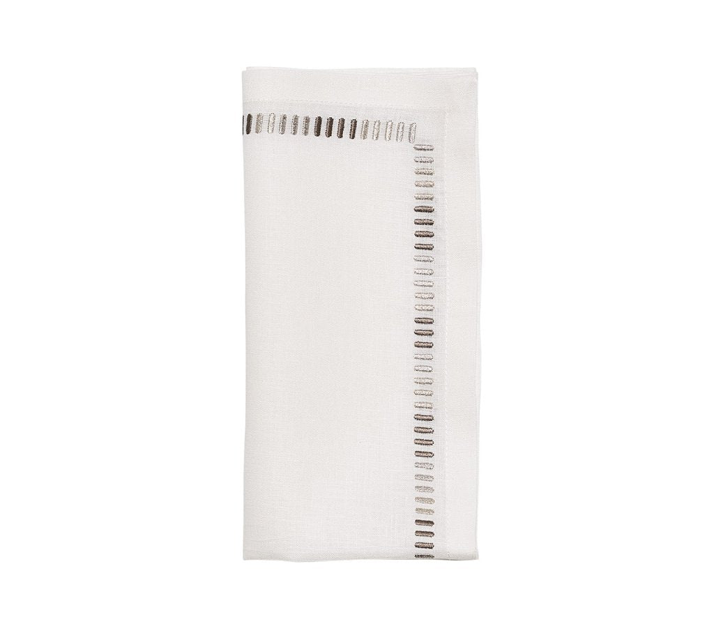 Sample: Harmonie Napkin in White & Silver, Single Piece