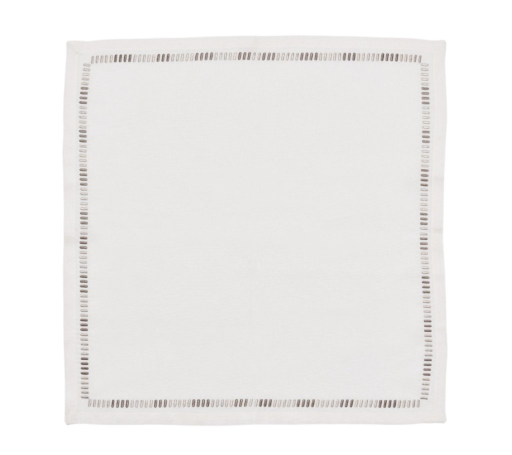 Kim Seybert, Inc.Harmonie Napkin in White & Silver, Set of 4 in a Gift BoxNapkins