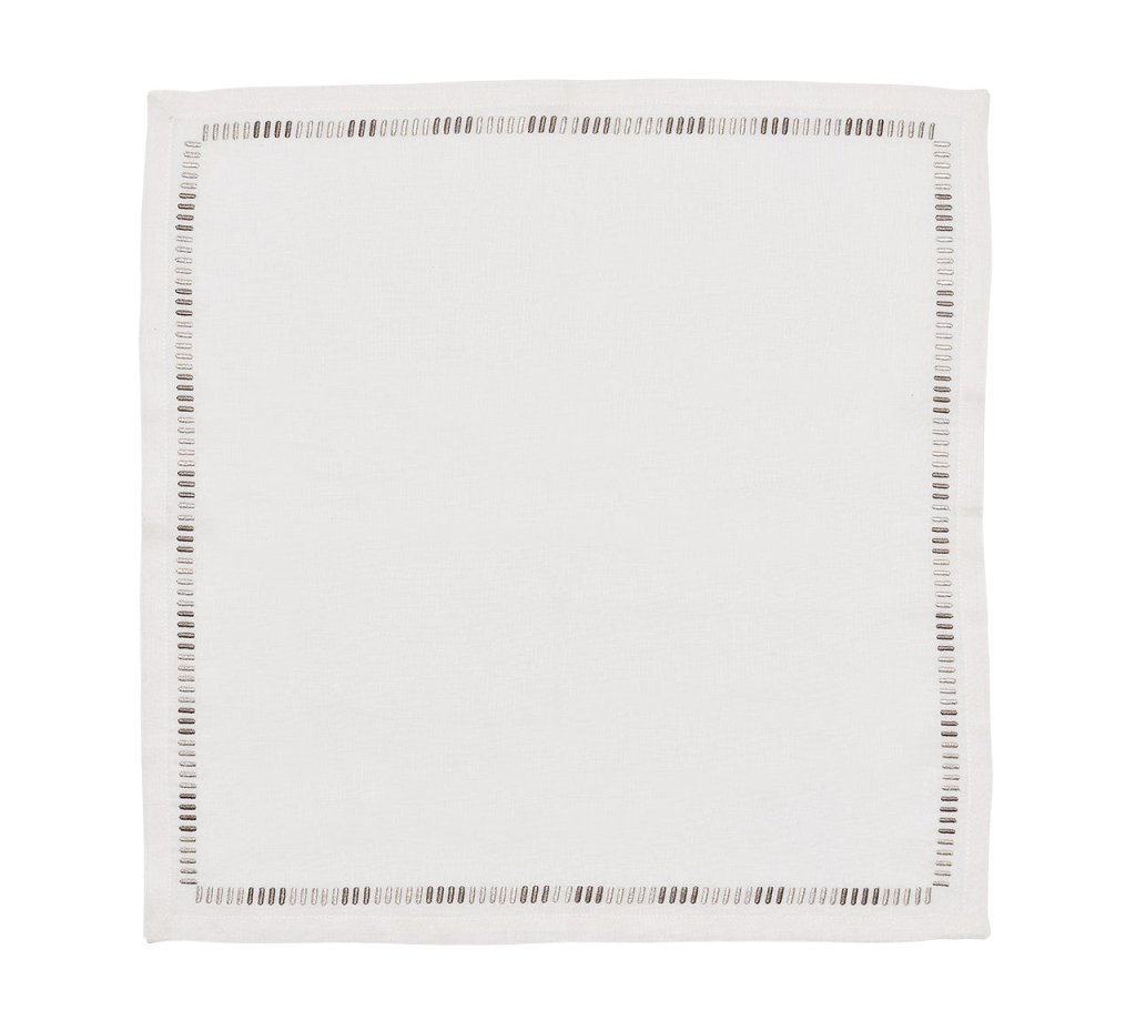 Sample: Harmonie Napkin in White & Silver, Single Piece