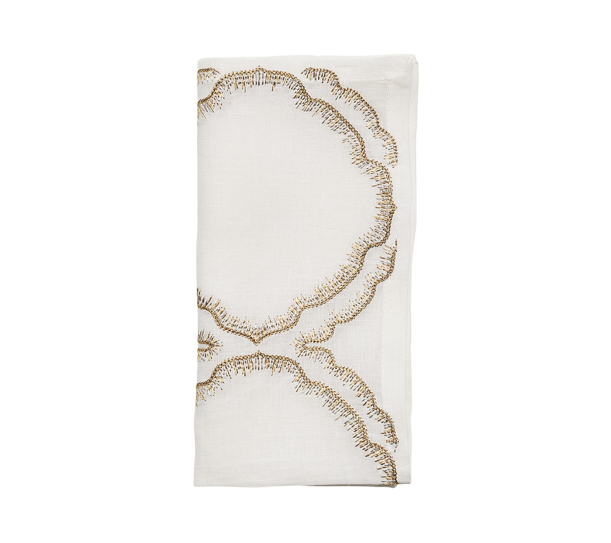 Kim Seybert Luxury Daydream Napkin in White, Gold & Silver