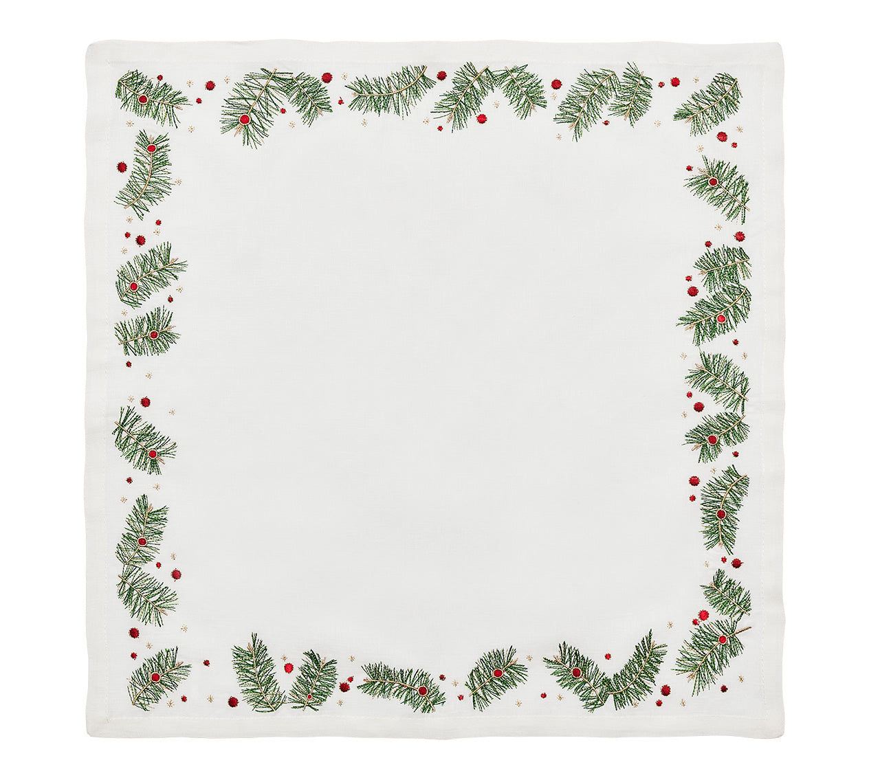 Evergreen Napkin in White, Red & Green, Set of 4