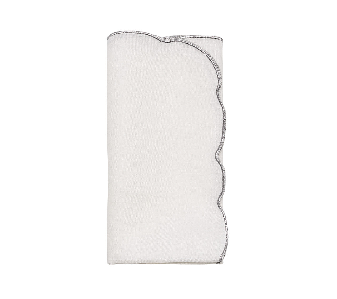 Kim Seybert Luxury Luminance Napkin in White & Silver