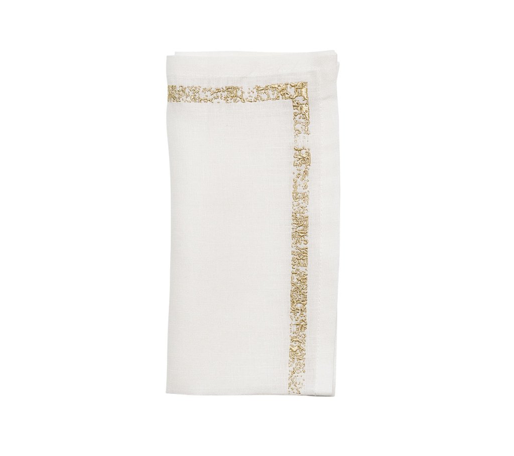 Kim Seybert, Inc.Impression Napkin in White & Gold, Set of 4Napkins