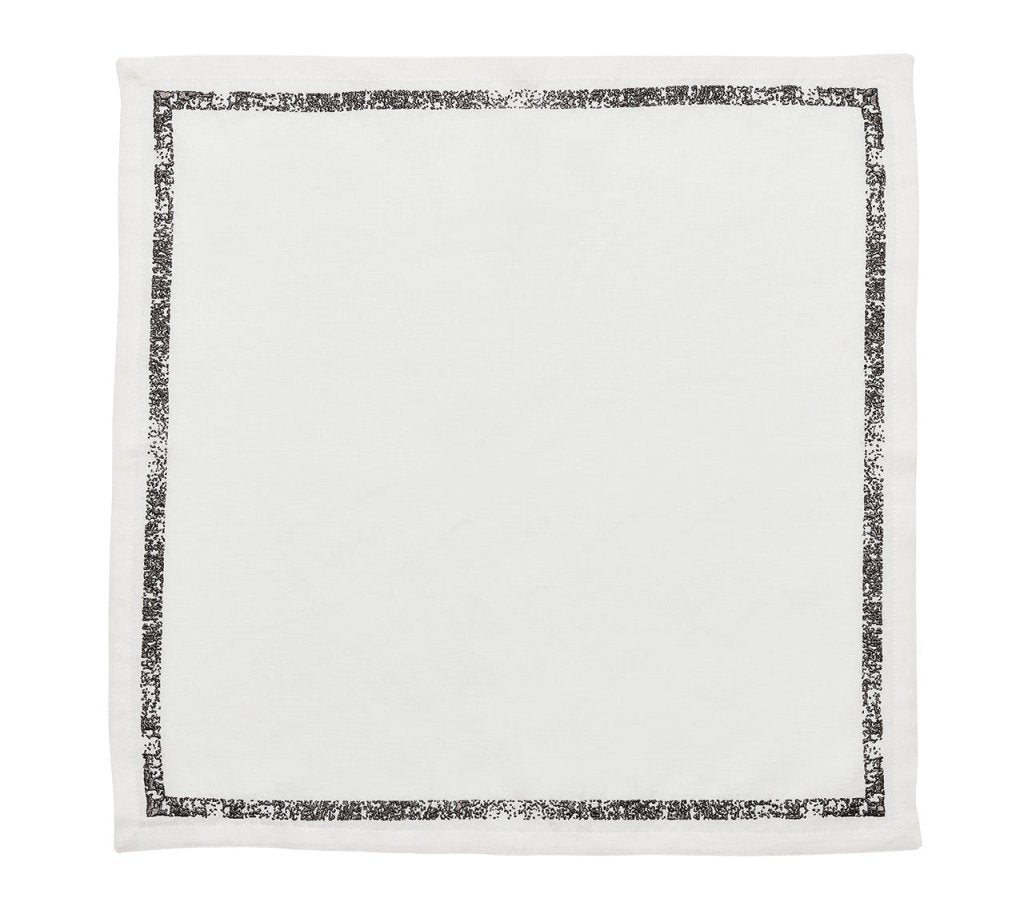 Impression Napkin in White & Gunmetal, Set of 4