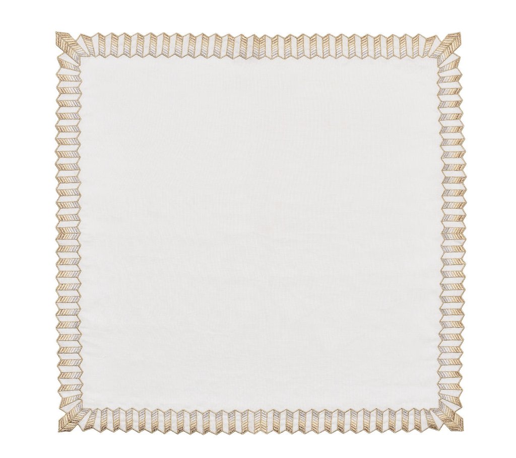 Kim Seybert, Inc.Etoile Napkin in White, Gold & Silver, Set of 4 in a Gift BoxNapkins