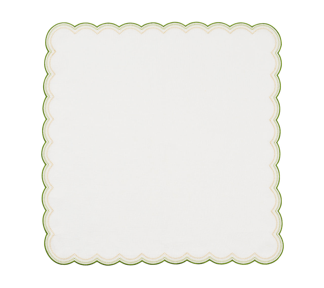 Lune Napkin in White, Green & Gold, Set of 4