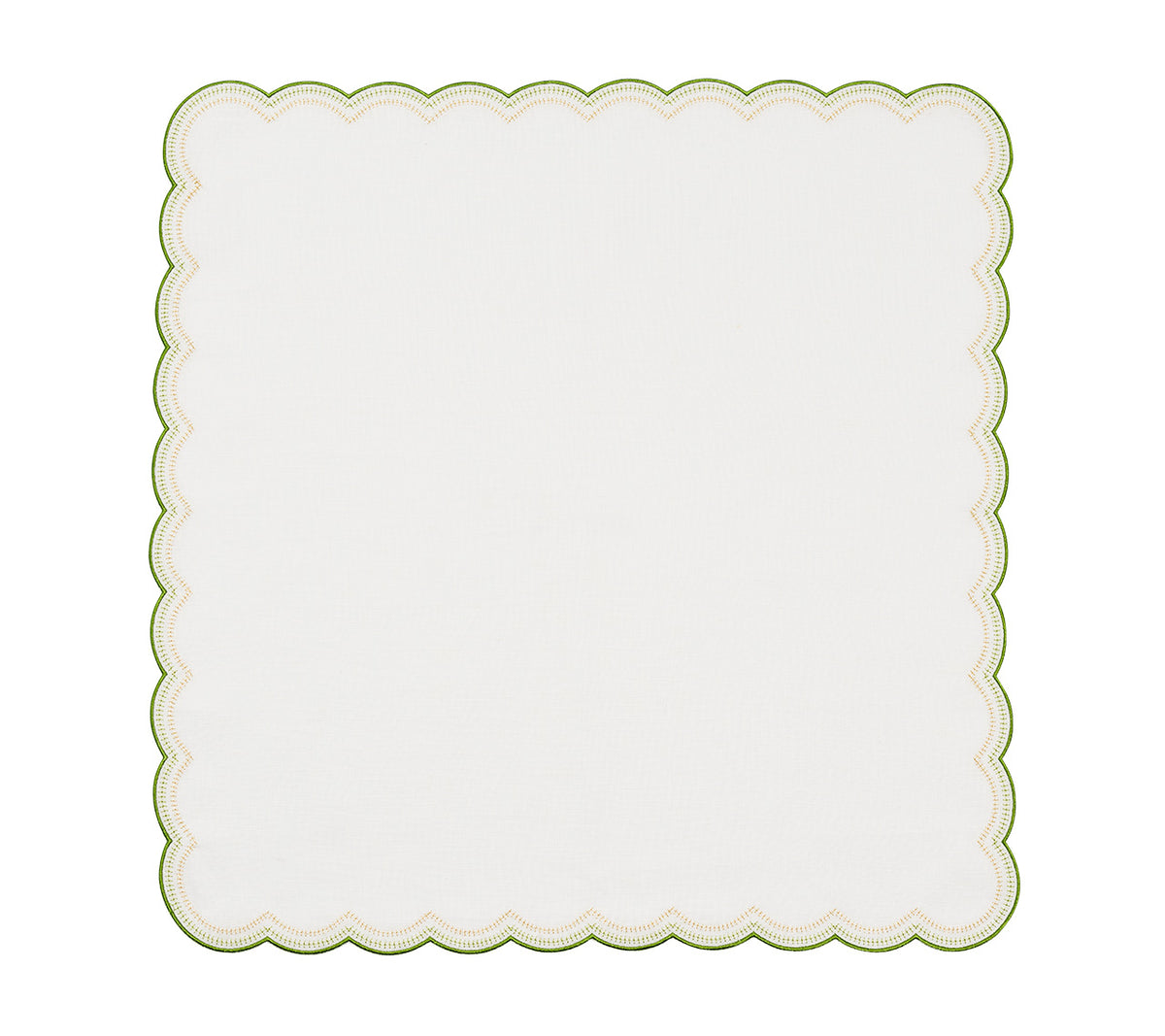 Lune Napkin in White, Green & Gold, Set of 4