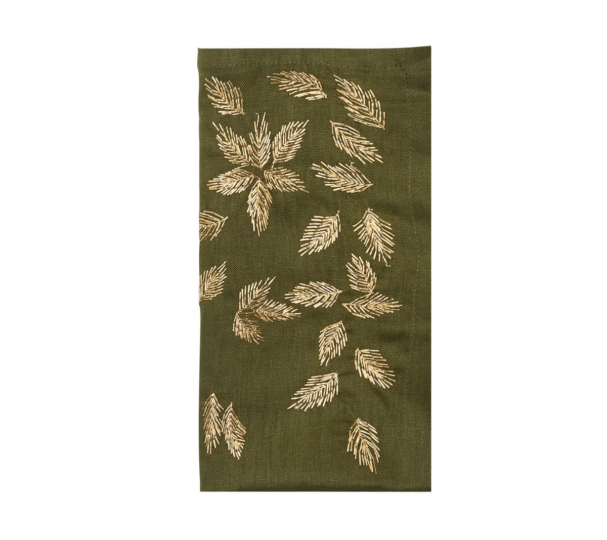 Gilded Breeze Napkin in Olive & Gold, Set of 4