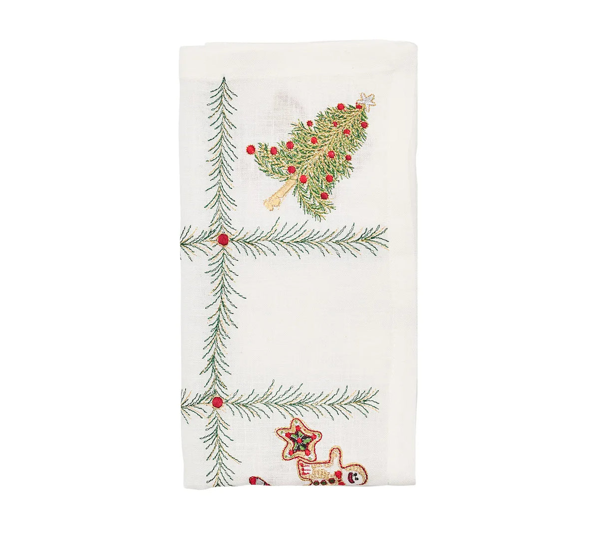 Xmas Trellis Napkin in White, Red & Green, Set of 4