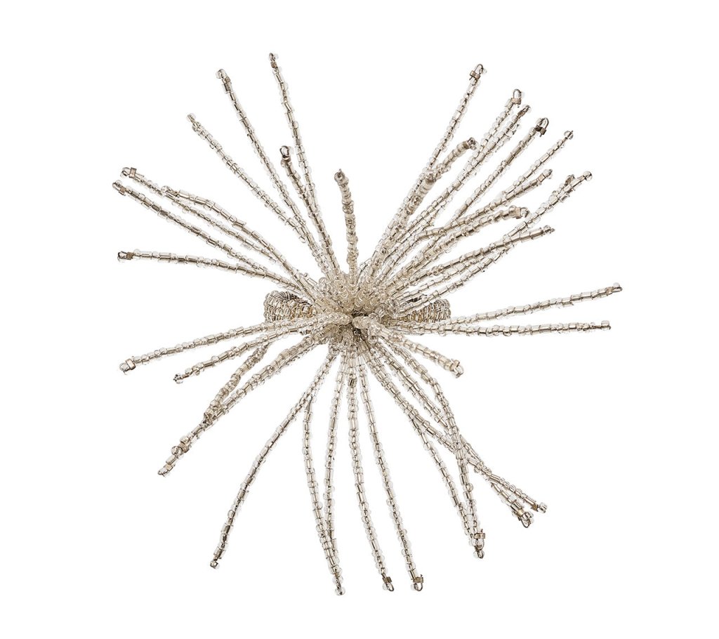 Spider Bead Burst Napkin Ring in Crystal & Silver, Set of 4