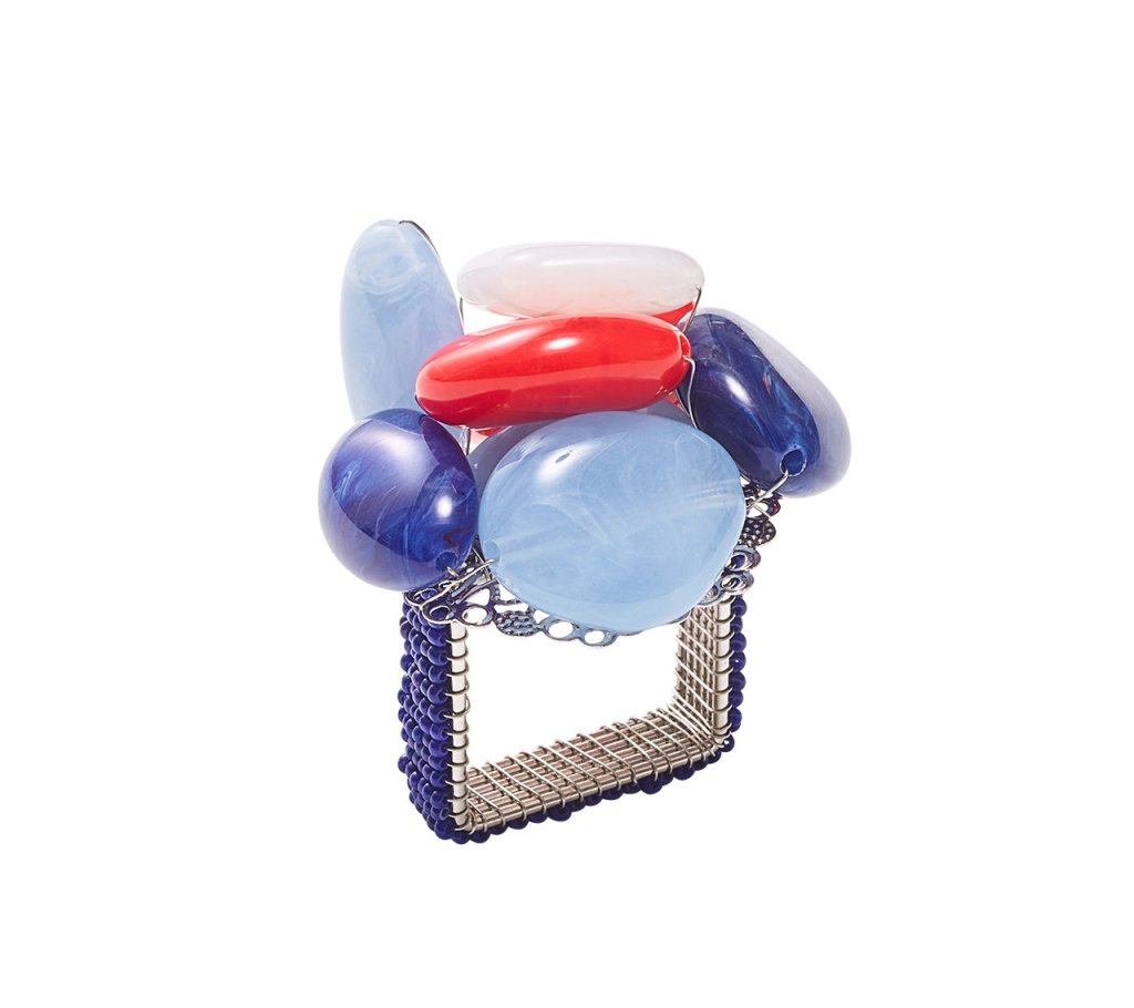 Sea Stone Napkin Ring in red, white & blue