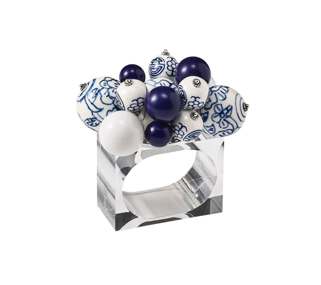 Kim Seybert, Inc.Cloud Napkin Ring in White & Blue, Set of 4Napkin Rings