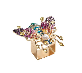 Glam Fly Napkin Ring in Multi, Set of 4 in a Gift Box