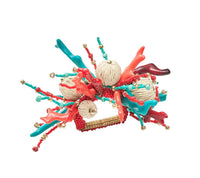 Kim Seybert, Inc.Coral Spray Napkin Ring in Natural, Coral & Turquoise, Set of 4Napkin Rings