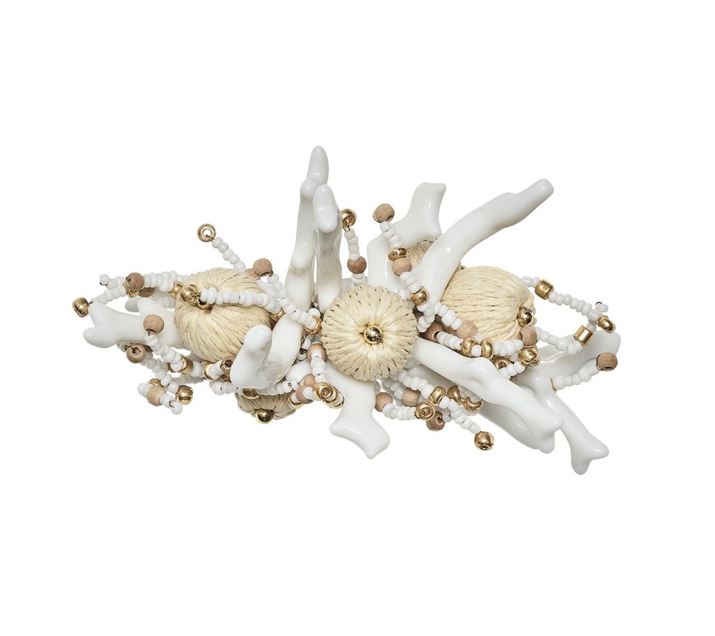 Kim Seybert, Inc.Coral Spray Napkin Ring in White & Natural, Set of 4Napkin Rings