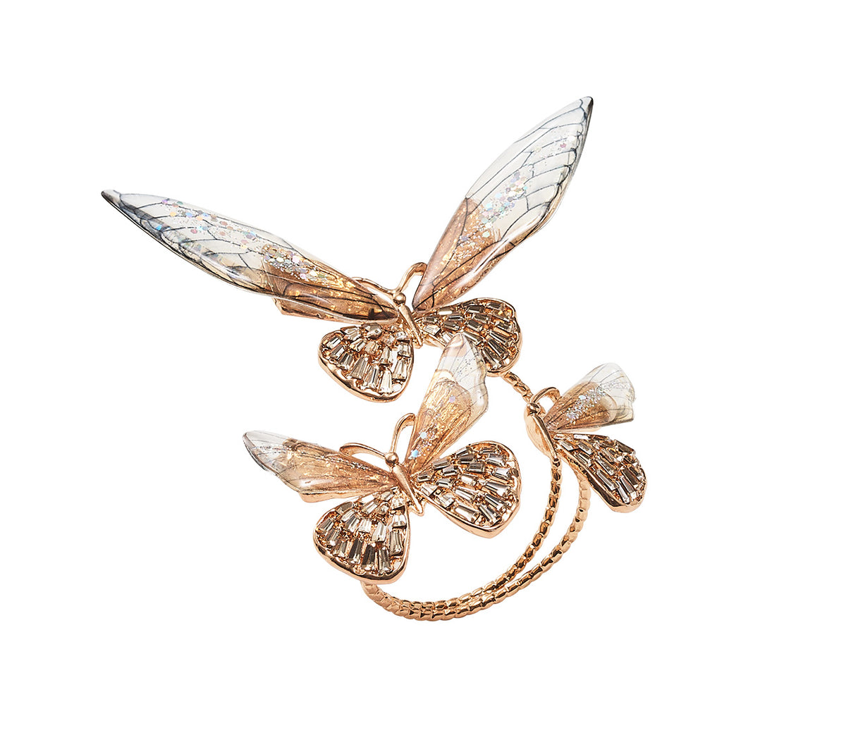 Kim Seybert Luxury Flutter Napkin Ring in Champagne & Gold in a Gift Box