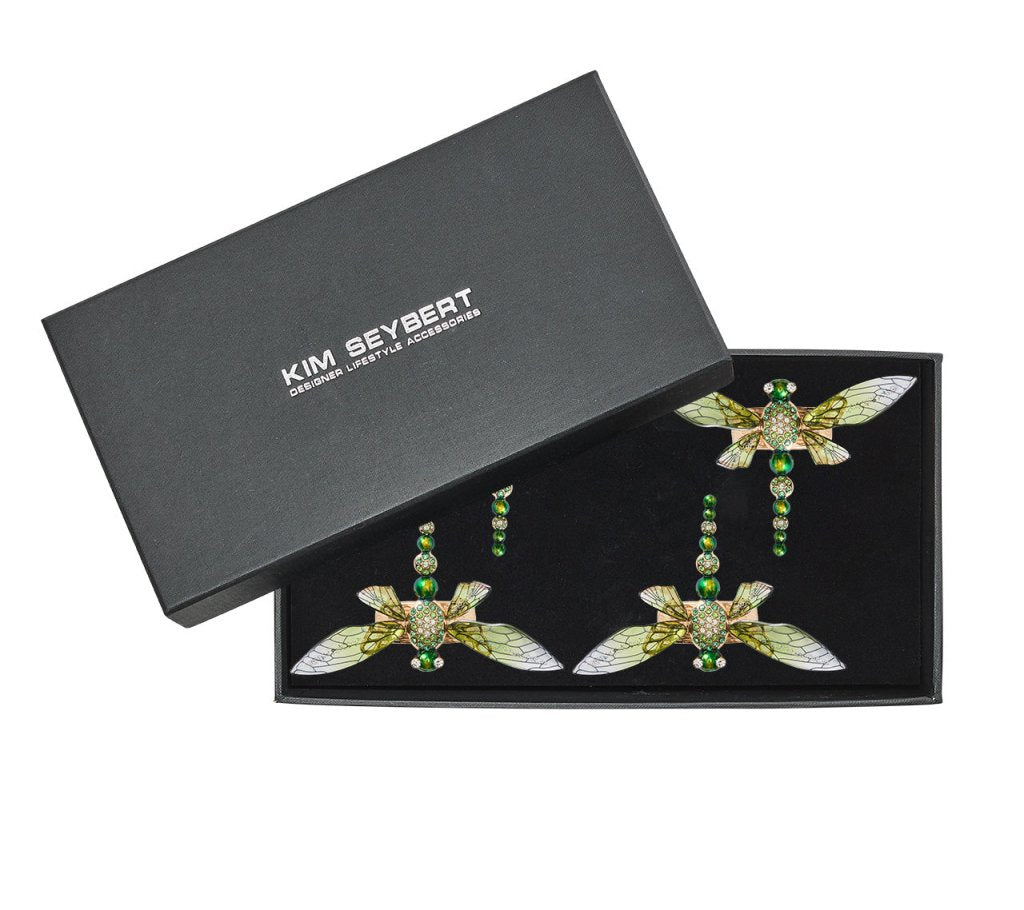 Kim Seybert, Inc.Dragonfly Napkin Ring in Green, Set of 4 in a Gift BoxNapkin Rings