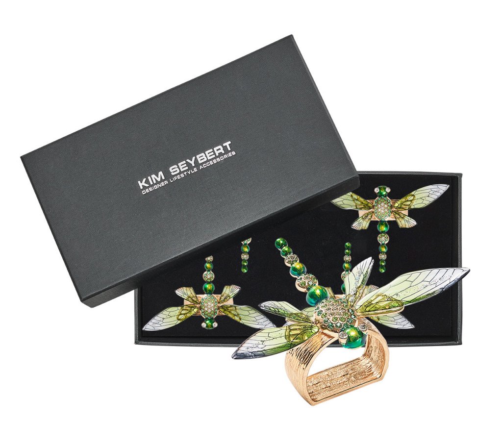 Kim Seybert, Inc.Dragonfly Napkin Ring in Green, Set of 4 in a Gift BoxNapkin Rings