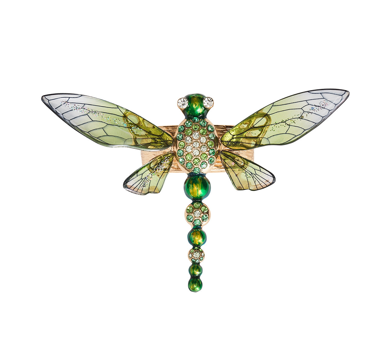 Kim Seybert Luxury Dragonfly Napkin Ring in Green in a Gift Box