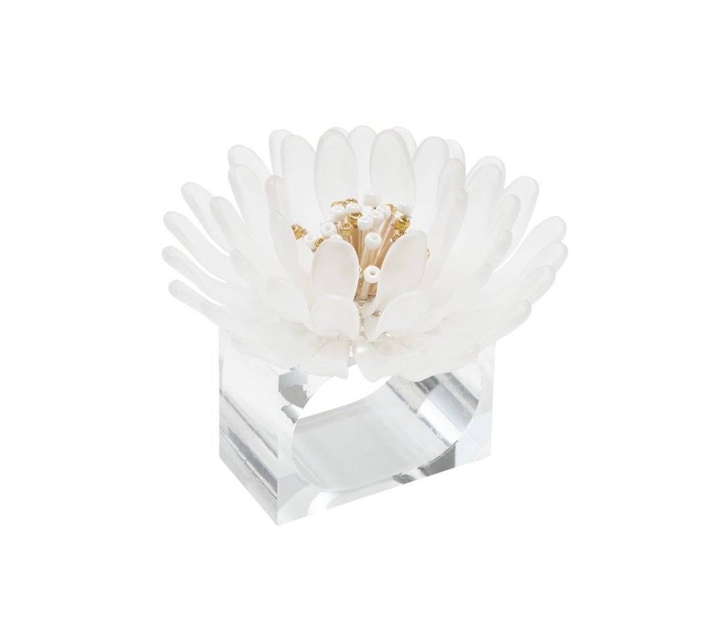 Kim Seybert, Inc.Cosmos Napkin Ring in White & Gold, Set of 4 in a Gift BoxNapkin Rings