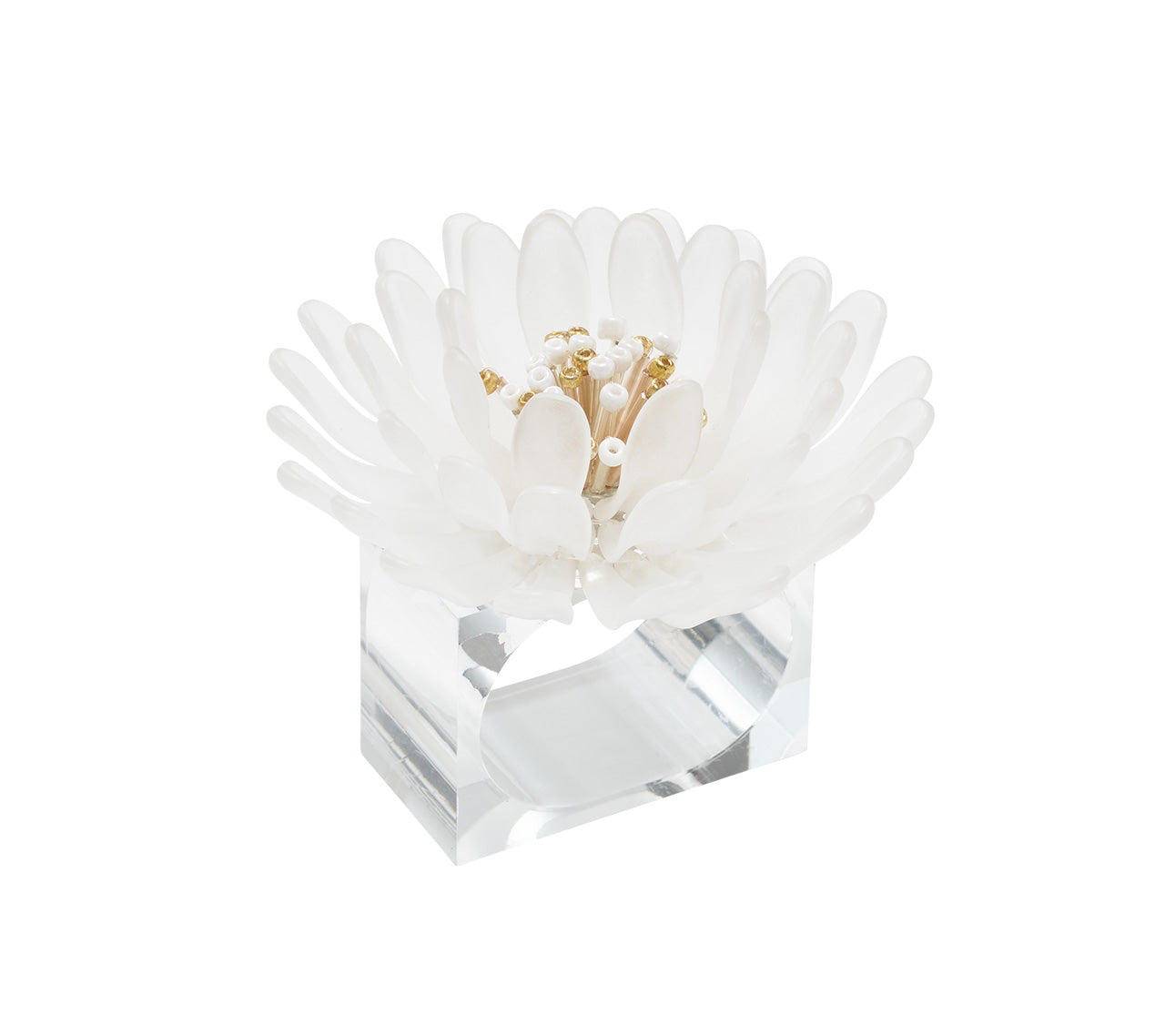 Kim Seybert Luxury Cosmos Napkin Ring in White & Gold